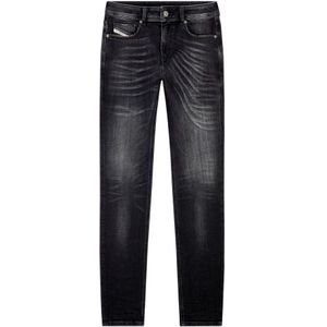 Diesel, Jeans, Heren, Zwart, W33 L30, Katoen, Punk Rock Slim-Fit Zwarte Jeans