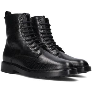 Notre-v, Schoenen, Dames, Zwart, 38 EU, Leer, Zwarte Veterschoenen voor Vrouwen