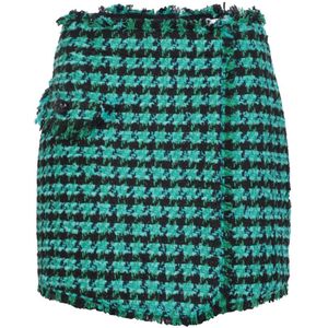 Msgm, Groene Houndstooth Shorts voor Dames Groen, Dames, Maat:XS