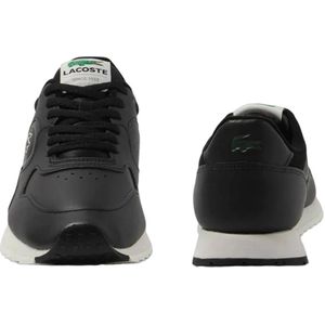 Lacoste, Schoenen, Heren, Zwart, 45 EU, Leer, Zwarte casual leren sneakers oor heren