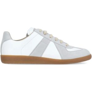 Maison Margiela, Schoenen, Dames, Wit, 36 EU, Witte Leren Sneakers met Contrasterende Details