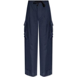 Dolce & Gabbana, Broeken, Heren, Blauw, S, Linnen, Linnen broek