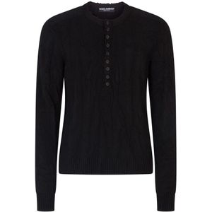 Dolce & Gabbana, Sweatshirts & Hoodies, Heren, Zwart, L, Wol, Zwarte Sweaters