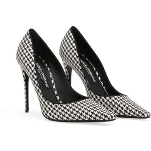 Dolce & Gabbana, Schoenen, Dames, Zwart, 38 EU, Wol, Stiletto Pumps met Houndstooth Patroon