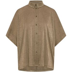 Momoni, Lurex Jersey Oversized Shirt Bruin, Dames, Maat:S