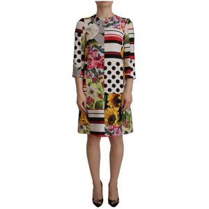 Dolce & Gabbana, Kleedjes, Dames, Veelkleurig, 2Xs, Multicolor Bloemen Sheath Jurk