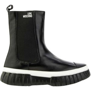 Love Moschino, Schoenen, Dames, Zwart, 41 EU, Leer, Chelsea Boot voor dames