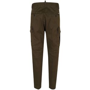 Dsquared2, Broeken, Heren, Groen, 2Xl, Katoen, Groene Multi-Pocket Stretch Katoenen Broek