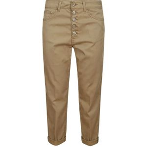 Dondup, Broeken, Dames, Beige, W24, Katoen, Cropped Broeken