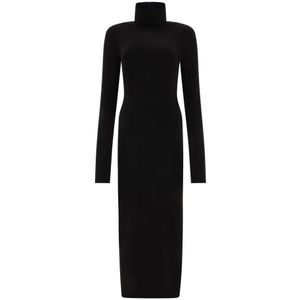 Norma Kamali, Elegante Turtleneck Jurk met Zijsplit Zwart, Dames, Maat:XS