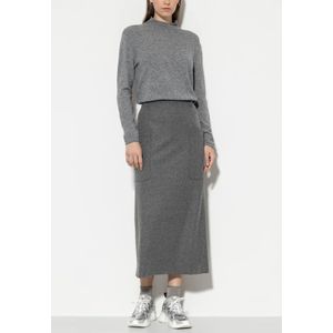 Luisa Cerano, Rokken, Dames, Grijs, S, Wol, Melange Wol Flanel Jersey Lange Rok