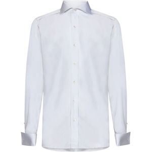 Tom Ford, Overhemden, Heren, Wit, XL, Katoen, Witte Katoenen Poplin Overhemd
