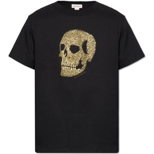 Alexander McQueen, Tops, Heren, Zwart, M, Katoen, Skull T-shirt