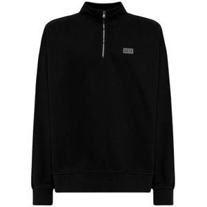 Sotf, Sweatshirts & Hoodies, Heren, Zwart, XL, Katoen, Italiaanse Katoenen Sweatshirt met Halve Rits