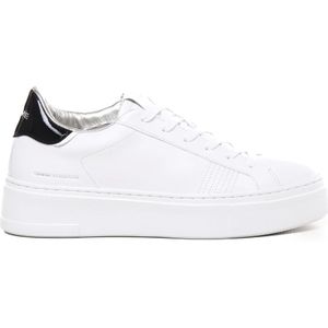 Crime London, Schoenen, Dames, Wit, 41 EU, Leer, Witte Leren Sneakers met Stud