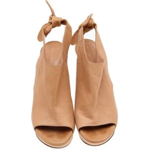 Sergio Rossi Pre-owned, Pre-owned, Dames, Beige, 38 EU, Leer, Pre-owned Leather sandals