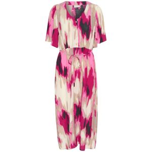 Kaffe, Kleedjes, Dames, Veelkleurig, XS, Roze Abstract Print Lange Jurk