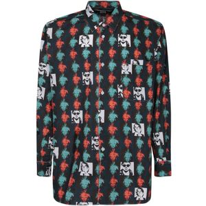 Comme des Garçons, Overhemden, Heren, Veelkleurig, M, Katoen, Groene All-Over Print Katoenen Shirt