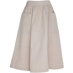 Vicario Cinque, Rokken, Dames, Beige, M, Katoen, Flared katoenen taffeta rok met rits