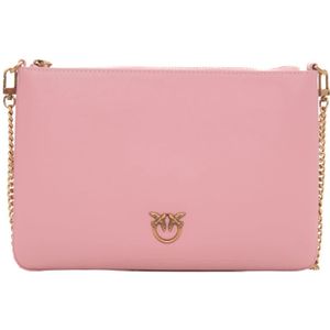 Pinko, Tassen, Dames, Roze, ONE Size, Leer, Flat Classic small clutch