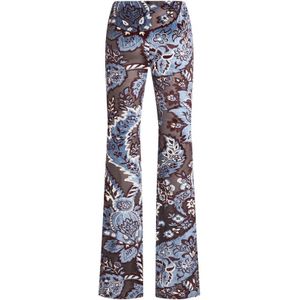 Etro, Broeken, Dames, Veelkleurig, S, Tule, Blauwe Bloemen Paisley Fluweel Broek