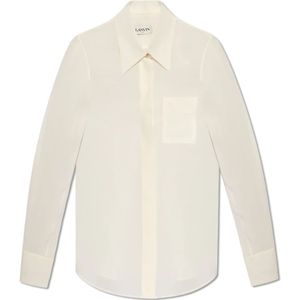 Lanvin, Blouses & Shirts, Dames, Wit, M, Zijden shirt