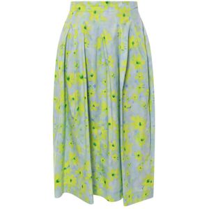 Marni, Parada Print Katoenen Rok Blauw, Dames, Maat:M