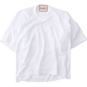 Plan C, Elegante Witte Katoenen T-Shirt Wit, Dames, Maat:M