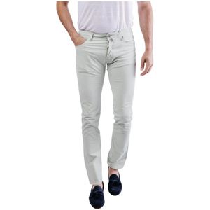 Jacob Cohën, Broeken, Heren, Groen, W32, Leer, Slim Fit Broek