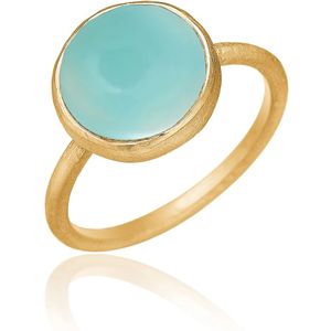 Frk. Lisberg, Aqua Chalcedon Sterling Zilveren Ring Geel, Dames, Maat:60 MM