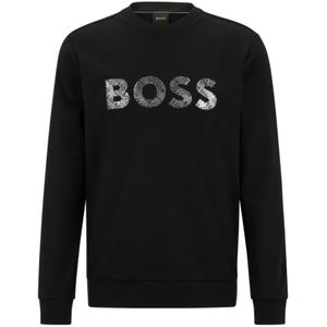 Hugo Boss, Sweatshirts & Hoodies, Heren, Zwart, S, Katoen, Spiegeleffect Casual Sweatshirt
