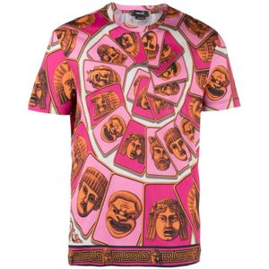 Versace, Tops, Heren, Roze, S, Katoen, T-shirts en poloshirts