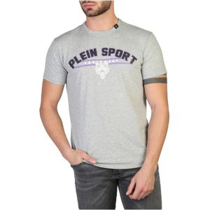 Plein Sport, Korte Mouw T-Shirt, Effen Kleur, Stijlvol en Comfortabel Grijs, Heren, Maat:S