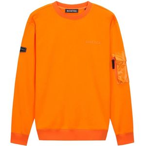 Duvetica, Sweatshirts & Hoodies, Heren, Oranje, L, Nylon, Oranje Stretch Sweatshirt met Nylon Zak