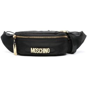 Moschino, Zwart Goud-Tone Bum Bag Zwart, Dames, Maat:ONE Size