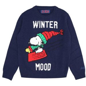 MC2 Saint Barth, Truien, Heren, Blauw, L, Kasjmier, Kasjmier Snoopy Trui Winterstemming