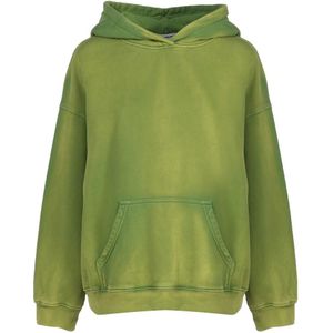 Dondup, Sweatshirts & Hoodies, Dames, Groen, L, Katoen, Groene Katoenen Hoodie voor Dames