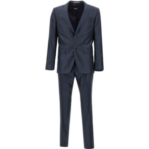 Hugo Boss, Pakken, Heren, Blauw, L, Wol, Single Breasted Suits