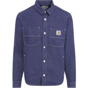 Carhartt Wip, Jassen, Heren, Blauw, S, Katoen, Blauwe Jas voor Mannen Aw 24