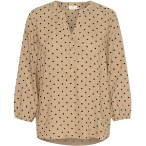 Kaffe, Blouses & Shirts, Dames, Veelkleurig, L, Linnen, Stijlvolle Blouse Chinchilla/Black Dot Print