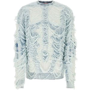 Diesel, Sweatshirts & Hoodies, Heren, Blauw, M, Katoen, Stijlvolle Embellished Katoenmix Sweater