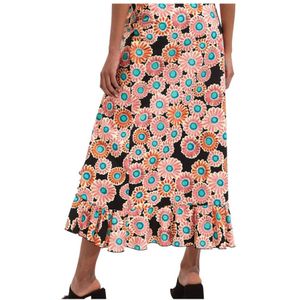 La DoubleJ, Cascata Rok - Gerimpelde Wikkelrok met Daisy Print Veelkleurig, Dames, Maat:L