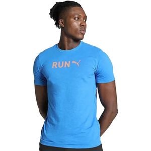 Puma, Sport, Heren, Blauw, L, Grafische Tee Run T-Shirt Voor Heren