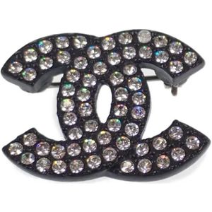 Chanel Vintage, Pre-owned, Dames, Zwart, ONE Size, Pre-owned Metal brooches