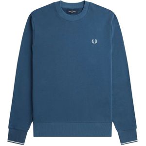 Fred Perry, Sweatshirts & Hoodies, Heren, Blauw, M, Lichtblauwe Logo Crewneck Sweatshirt