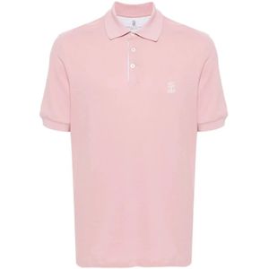 Brunello Cucinelli, Tops, Heren, Roze, 2Xl, Katoen, Heren Roze T-shirts Polos Ss 24
