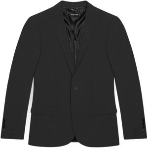 Antony Morato, Pakken, Heren, Zwart, XL, Polyester, Zwarte Button-Front Lapel Blazer