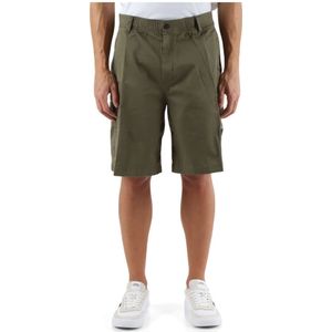 Calvin Klein Jeans, Korte broeken, Heren, Groen, S, Katoen, Cargo Stretch Katoenen Bermuda Shorts
