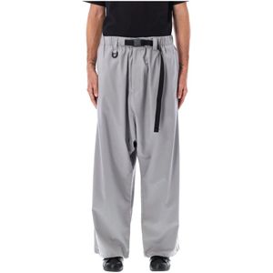 Y-3, Broeken, Heren, Grijs, S, Wol, Grijze Wollen Track Pants Met Zakken