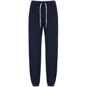 Ralph Lauren, Broeken, Dames, Blauw, XS, Katoen, Blauwe Katoenen Broek Elastische Taille Koordjes